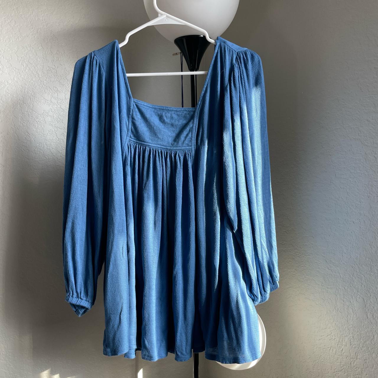 Urban Outfitters Women's Blue and Navy Blouse | Depop