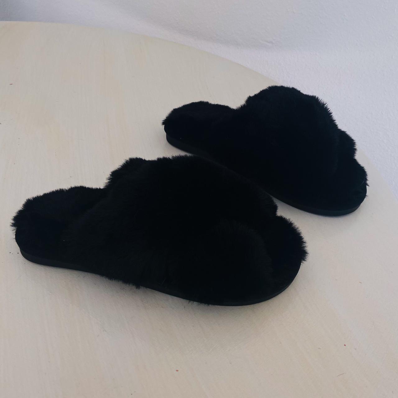 Slippers Black fluffy slides! Perfect for walking... - Depop