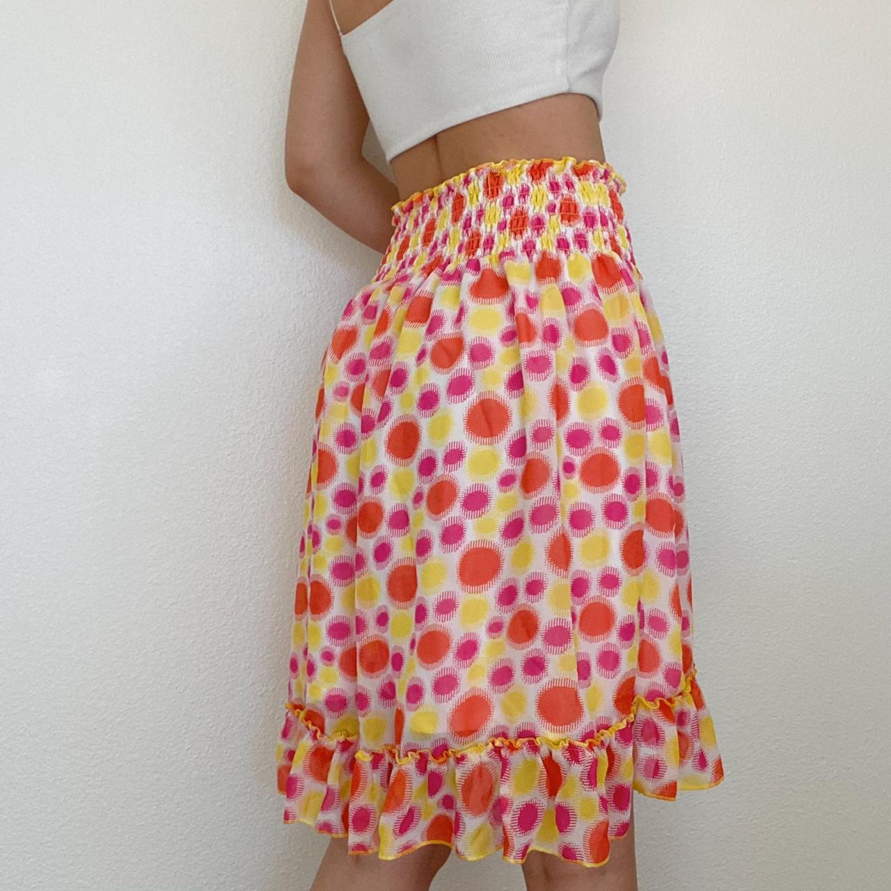 Y2k vintage multicolor skirt! This retro skirt has a... - Depop