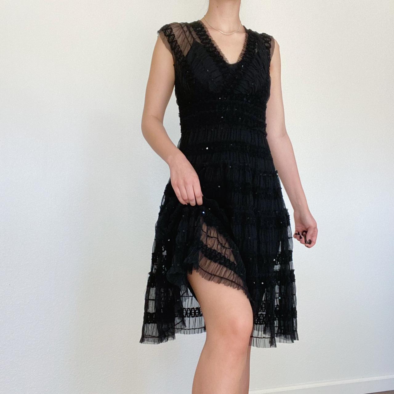 Vintage black 90s dress! Has sheer fabric detailing... - Depop