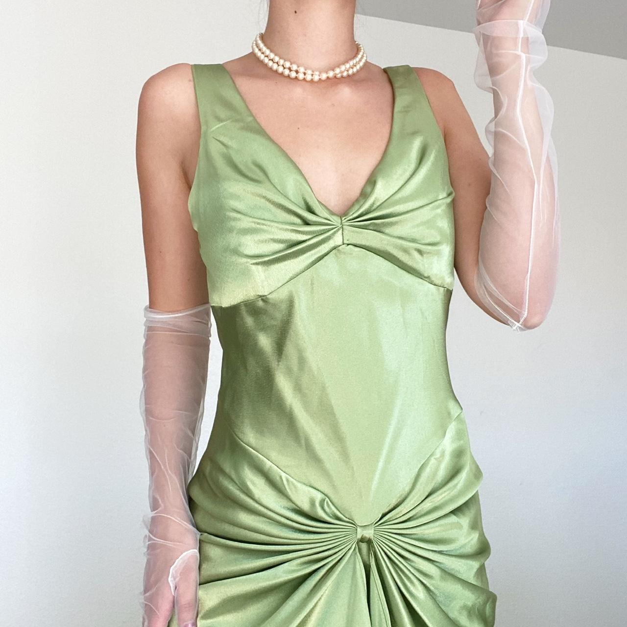 Y2k Green Prom Dress Asymmetrical Vintage Prom Dress Depop