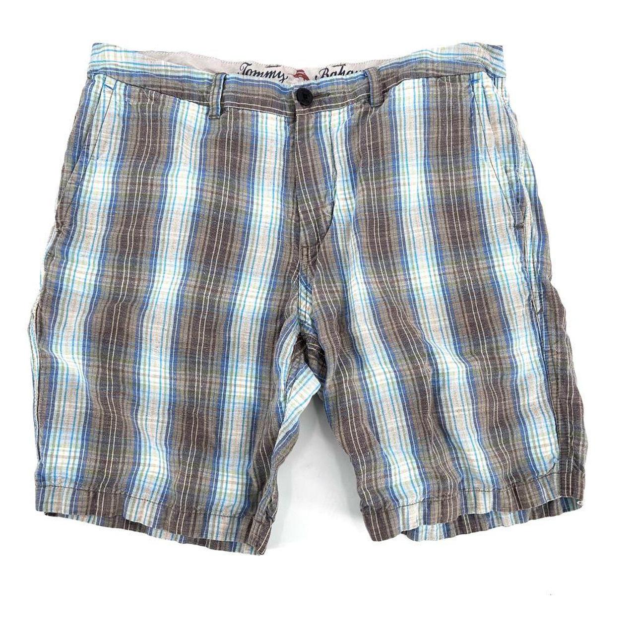 Tommy Bahama Linen Blend Plaid Shorts Size... - Depop