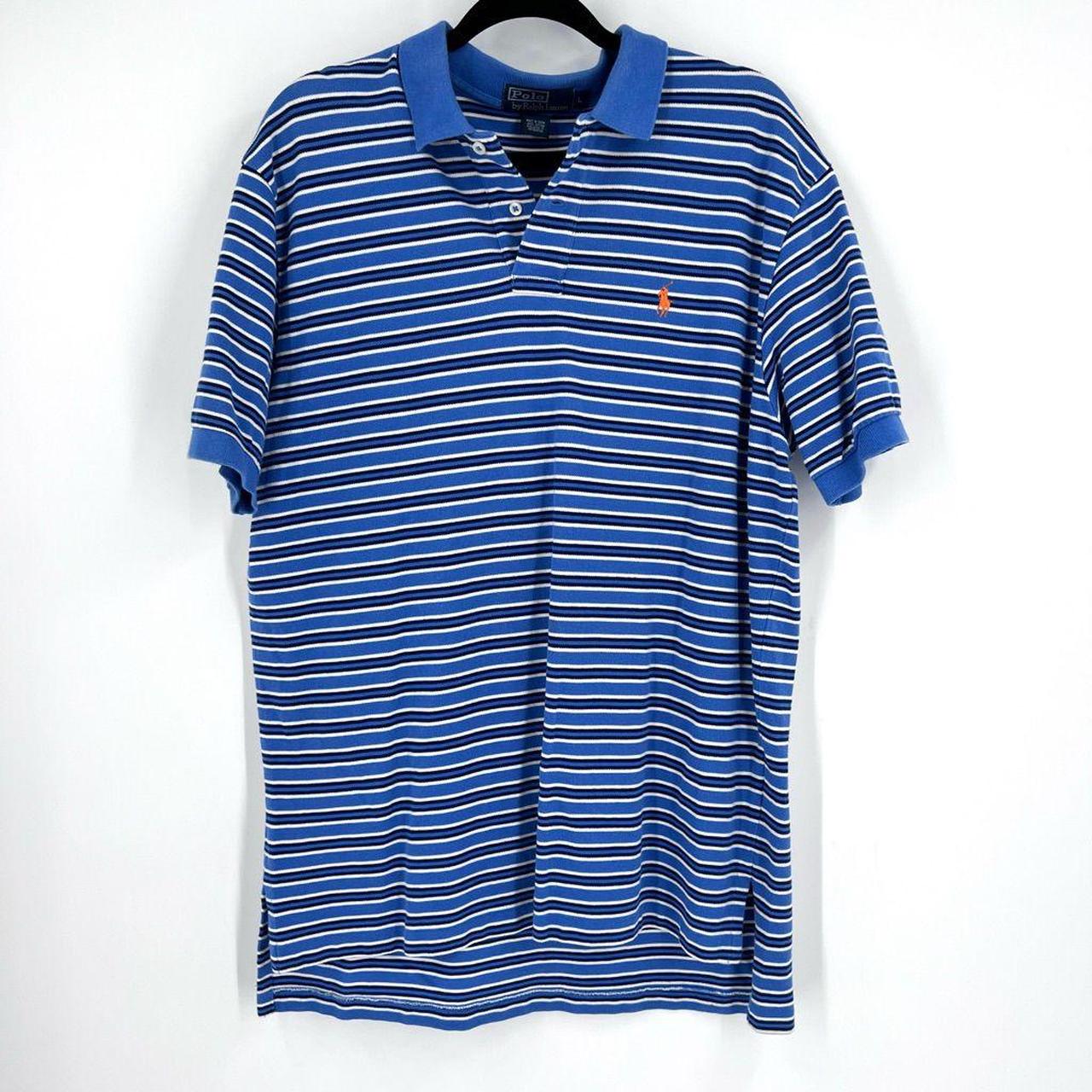 Polo Ralph Lauren striped blue short sleeve shirt... - Depop