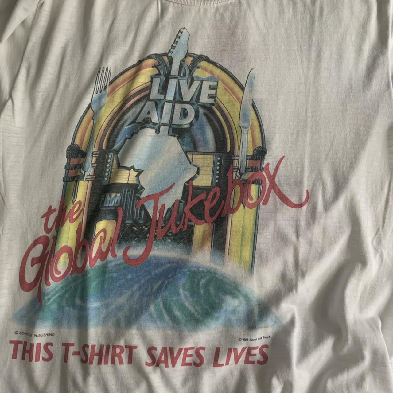 super rare real vintage LIVE AID 1985 miss-print t... - Depop