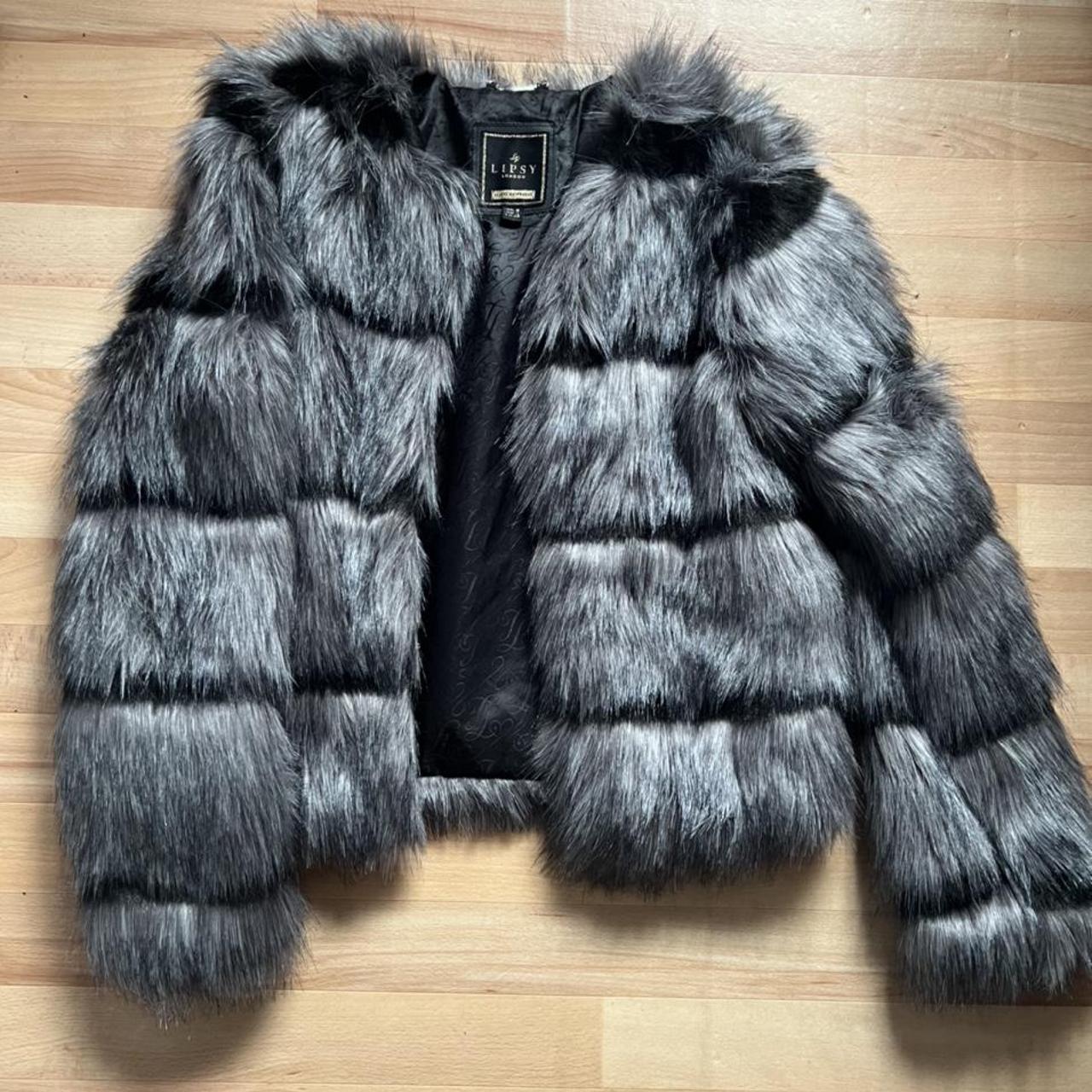 Lipsy grey fur on sale coat