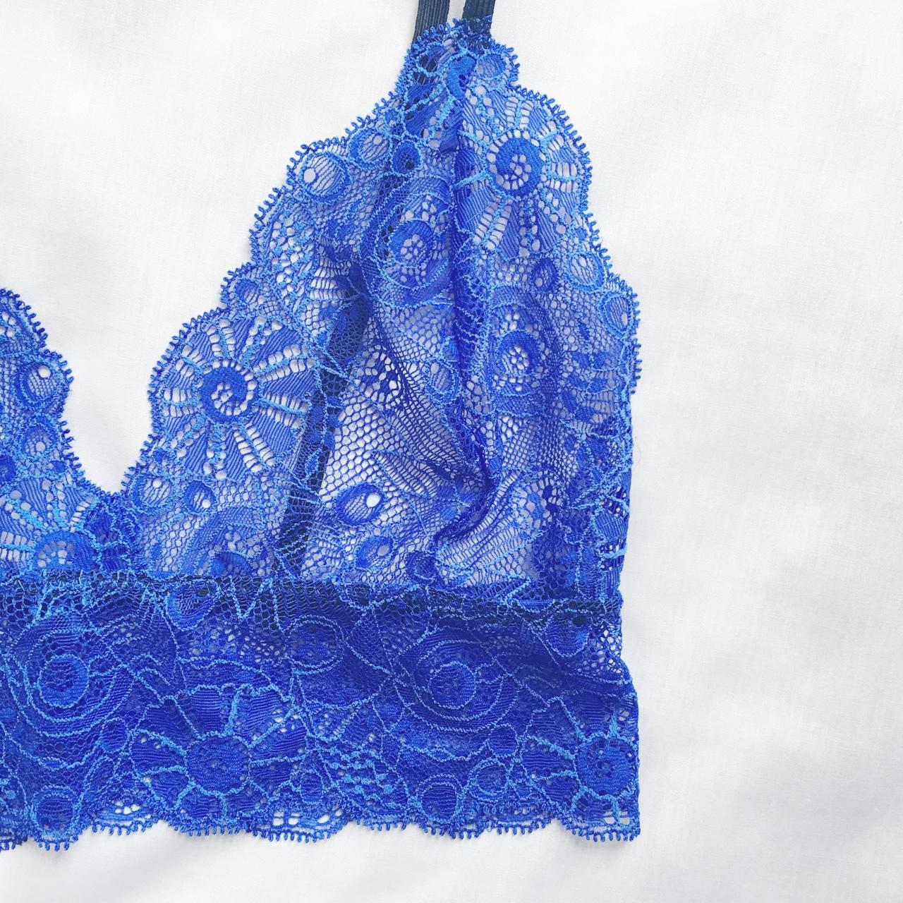 Royal blue lace bralet, handmade 😍💭 Soft stretch... - Depop