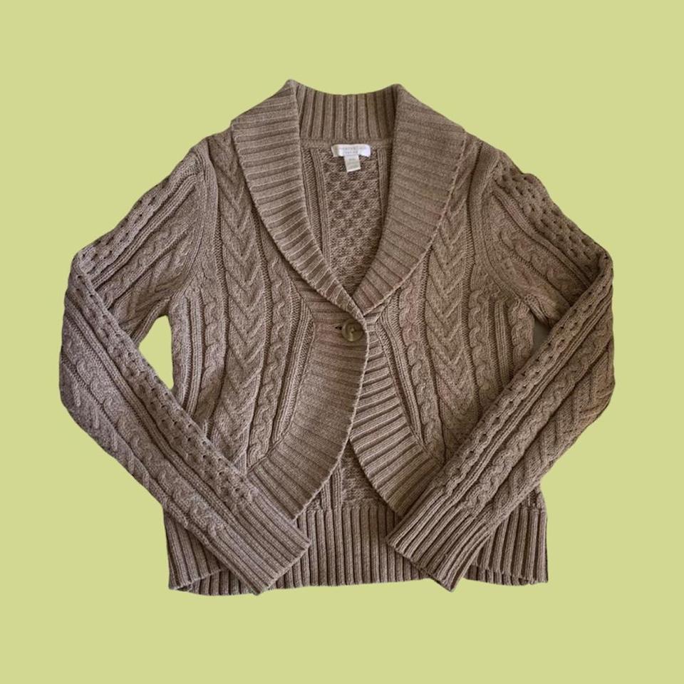 vintage y2k charter club brown chunky cable knit... - Depop