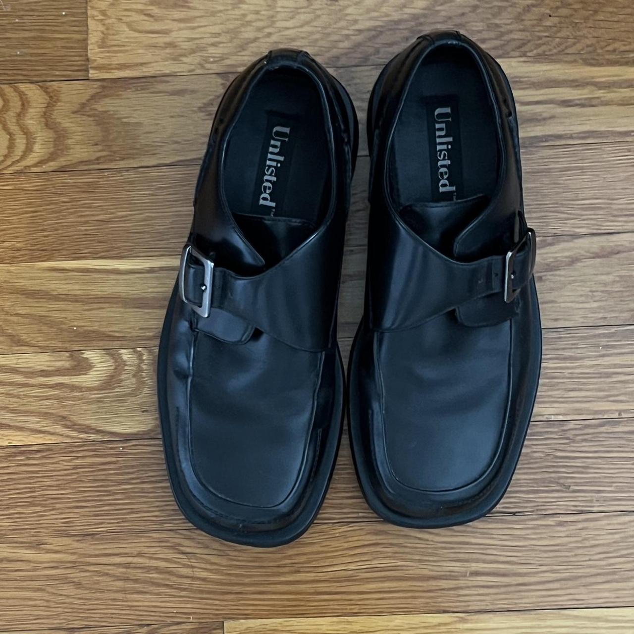 black faux leather Mary janes - Depop