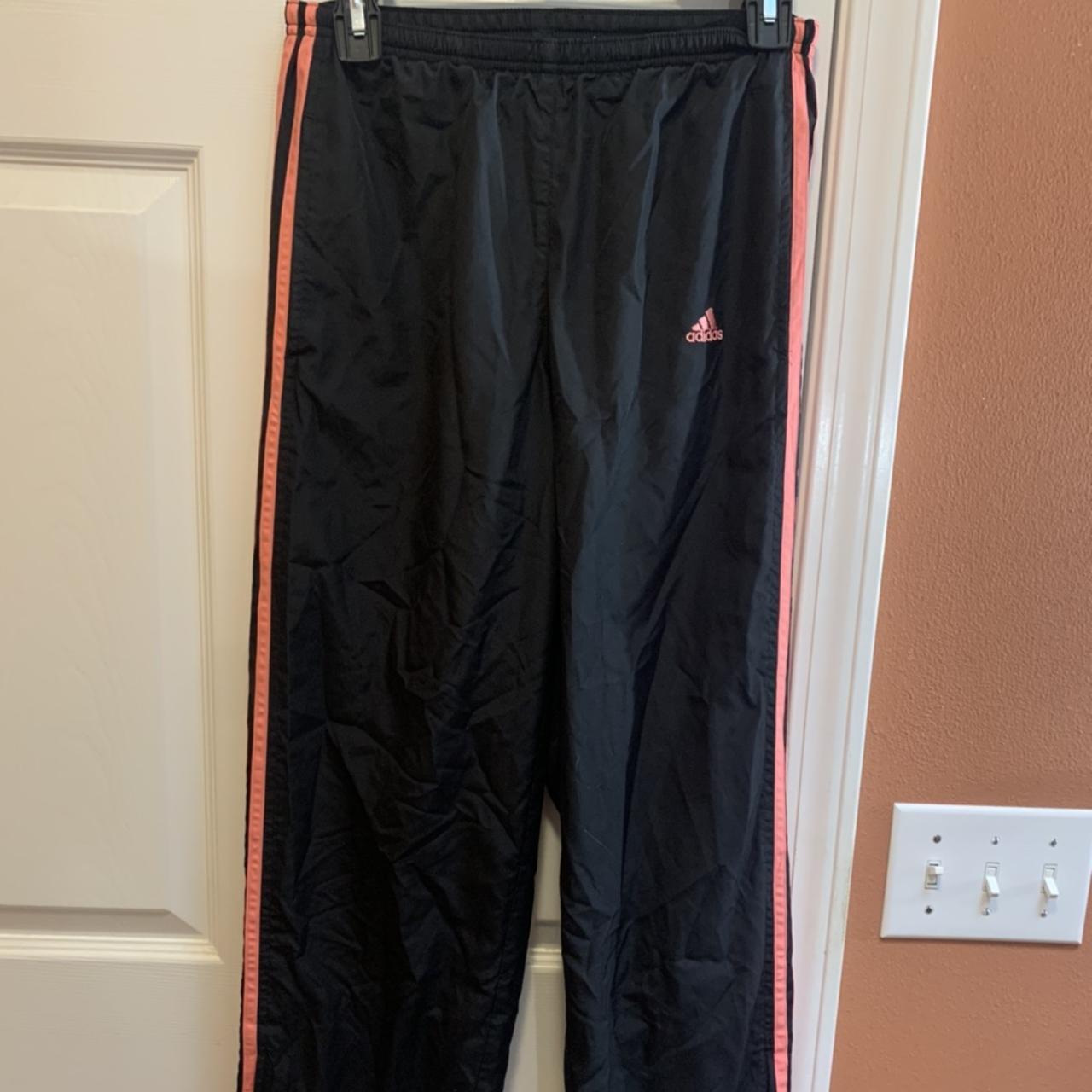 Adidas Track pants Women's Small Black Pink Pockets