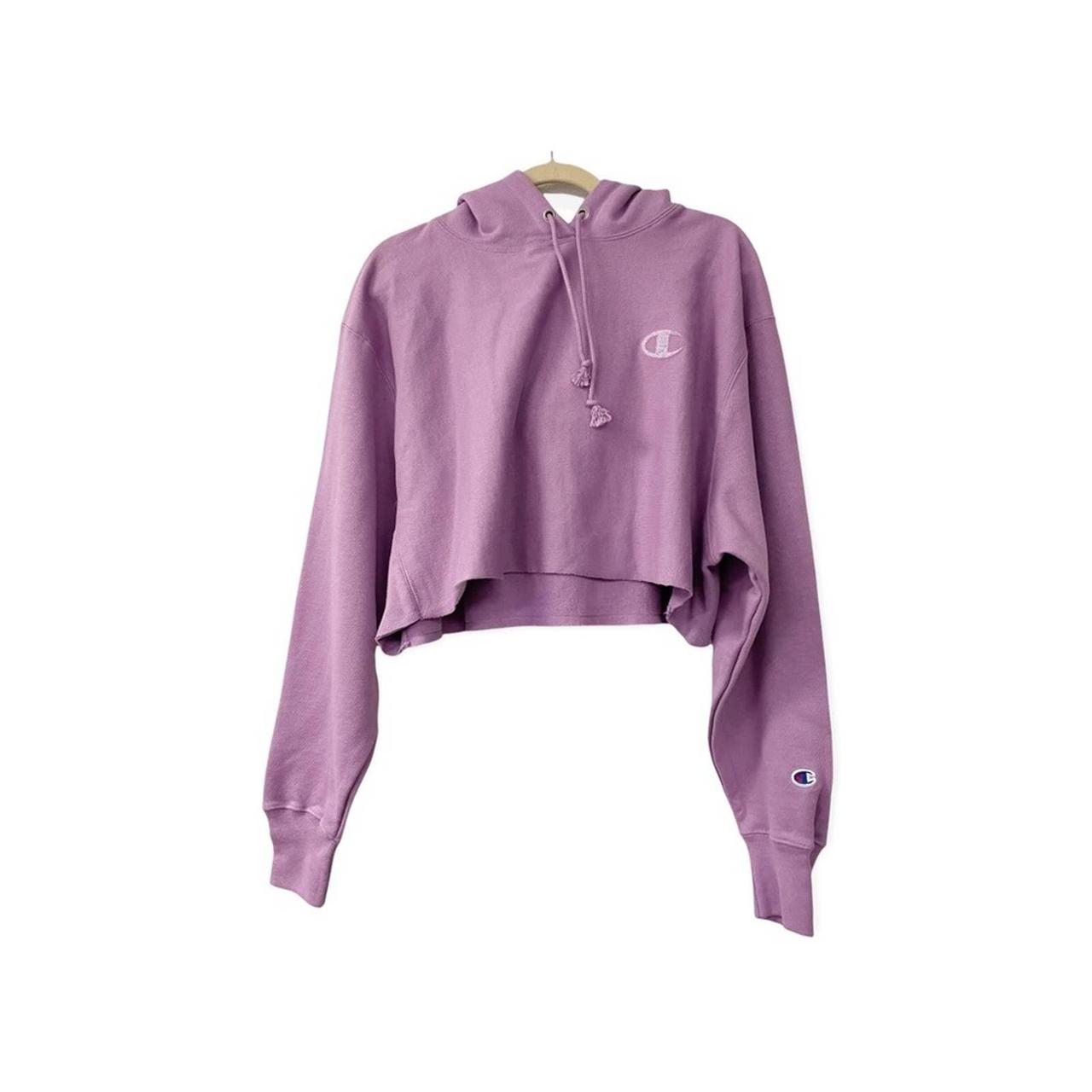 champion purple cropped hoodie