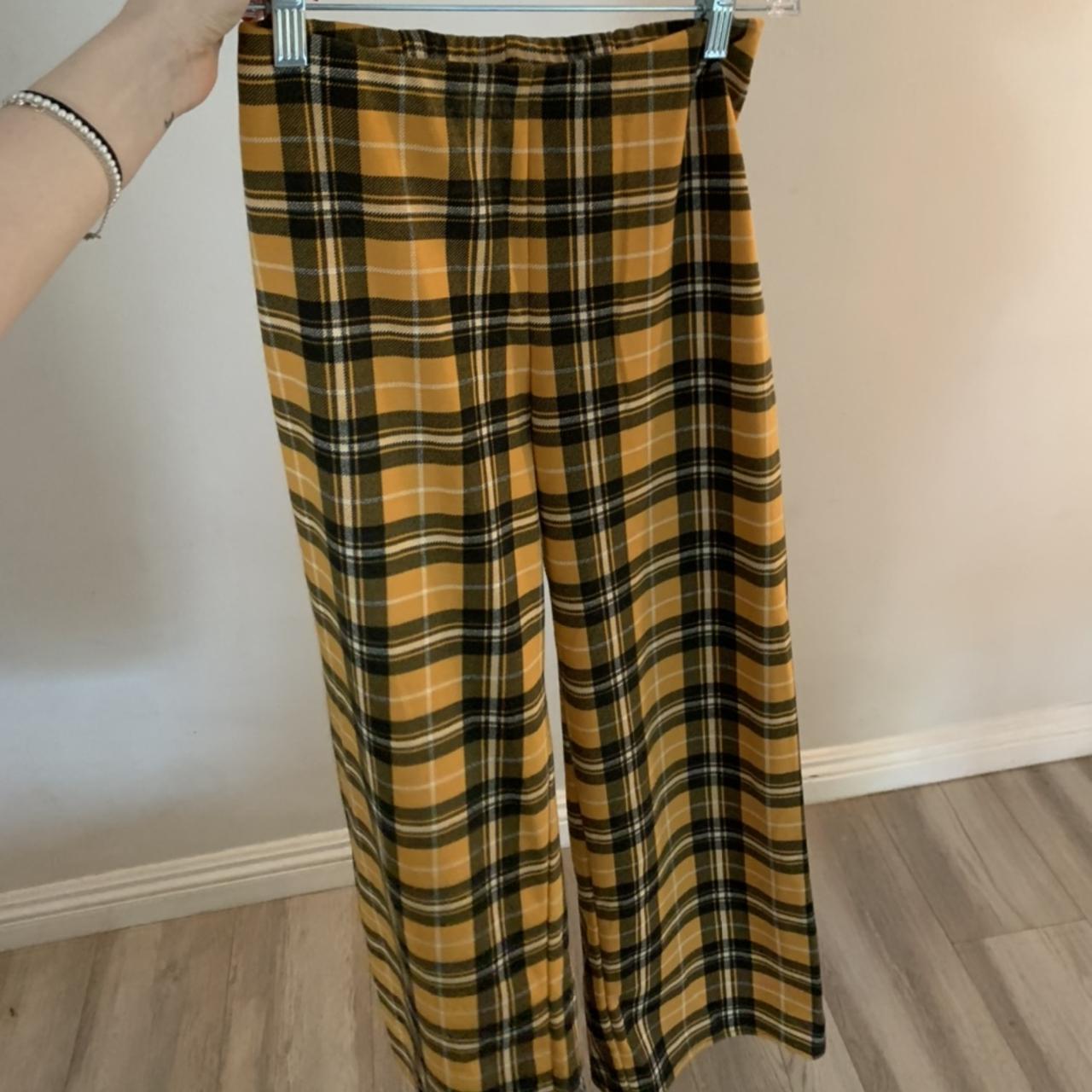 plaid yellow and black pants