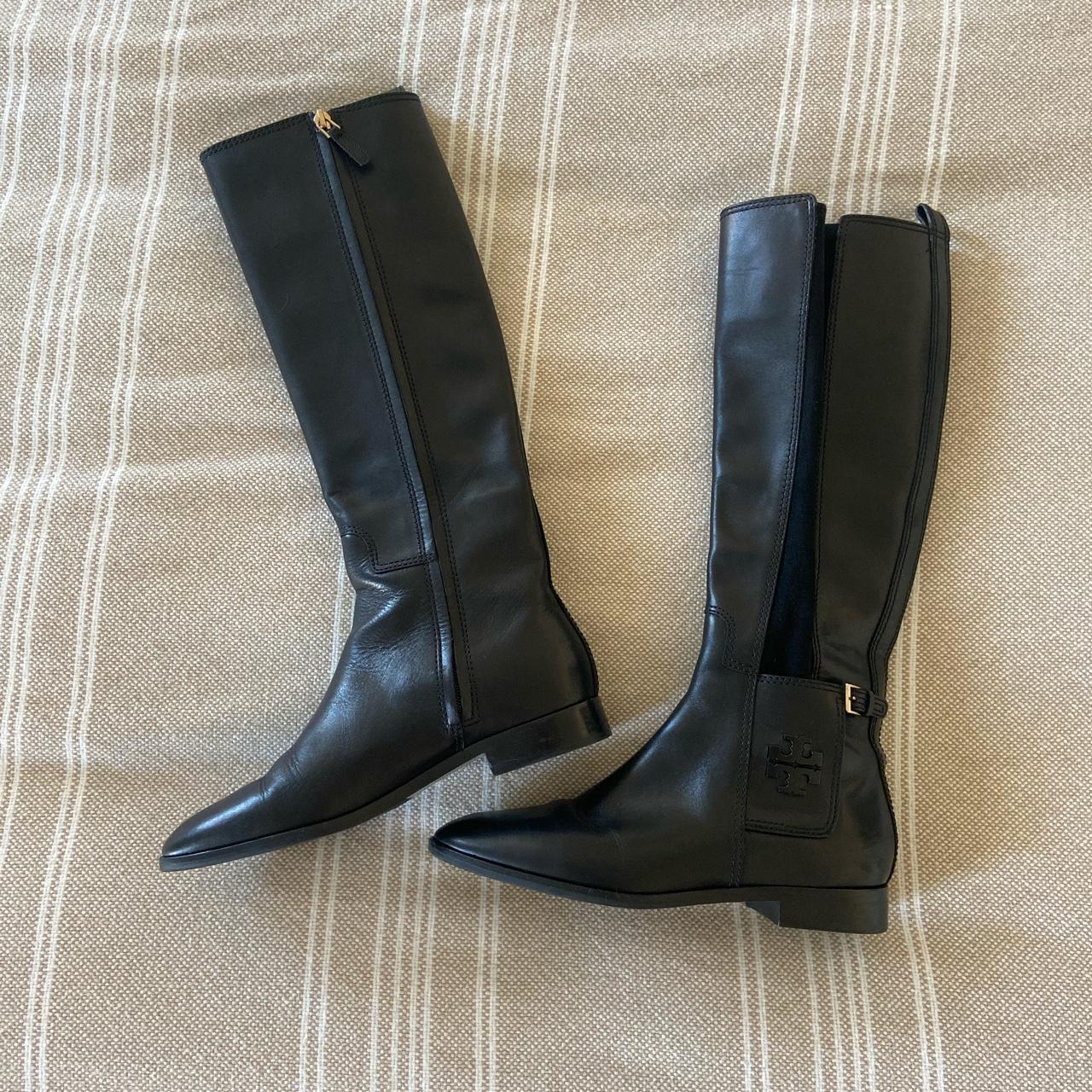 Tory Burch riding boots. Black leather, gold... Depop