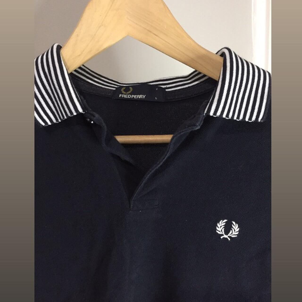 Nice Fred Perry Polo Shirt In Navy Blue And Striped Depop