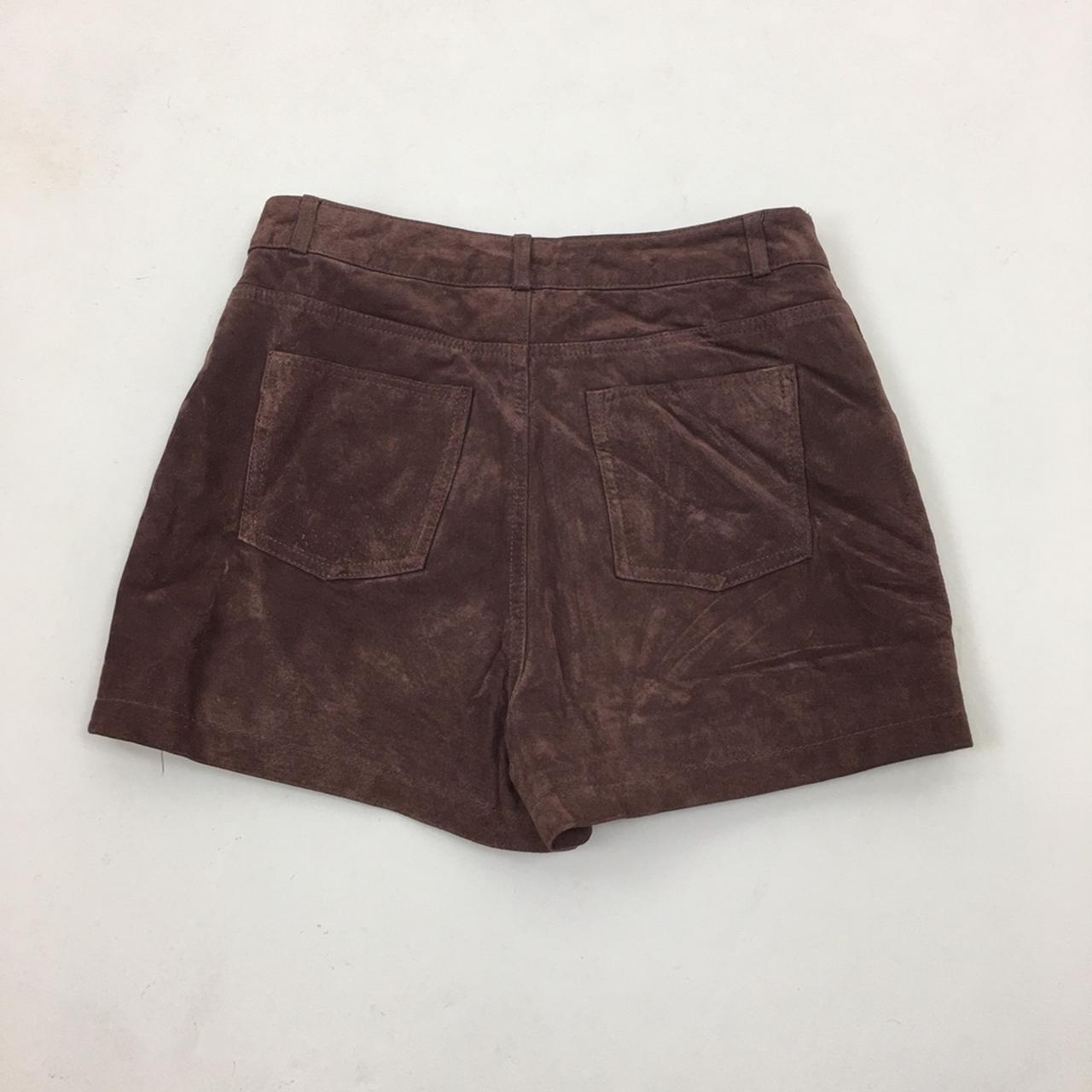 Vintage 1990s Suede Leather High waist Shorts UK... - Depop