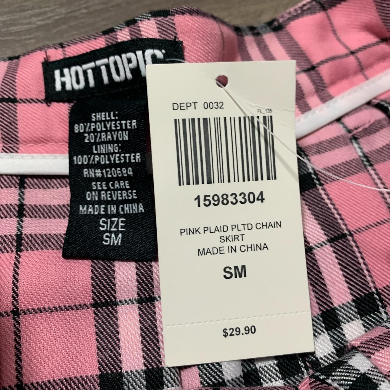 Hot Topic pink plaid pleated skirt Size:... - Depop