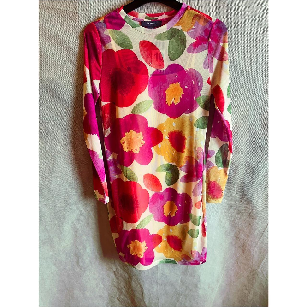 Primark floral mesh bodycon dress - UK 10 - Depop
