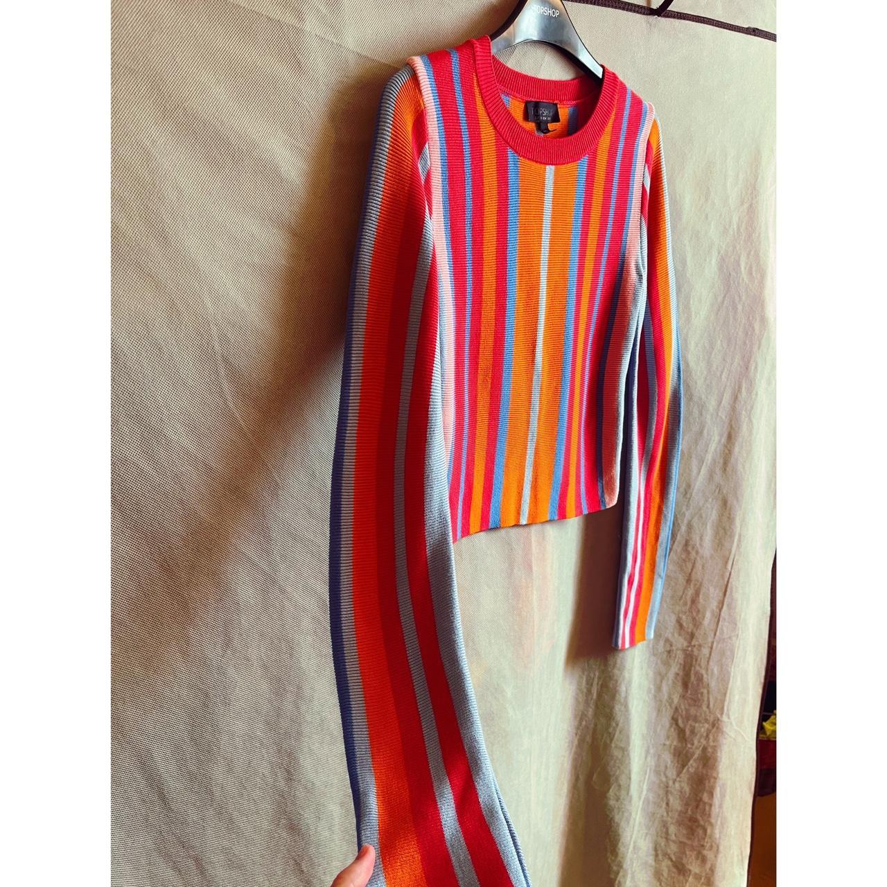 Topshop Bright Rainbow Stripe Cropped Jumper Uk Depop