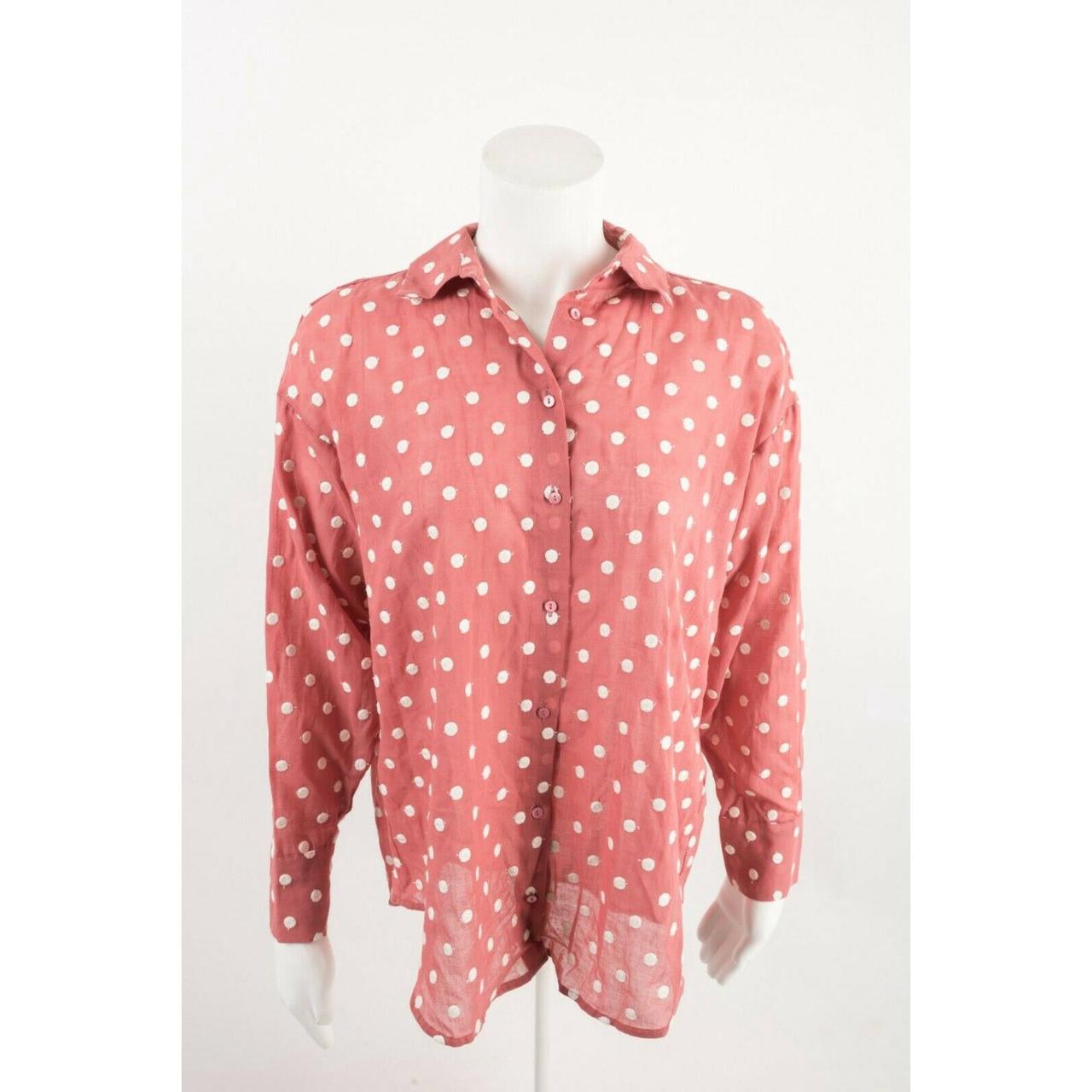 pink polka dot blouse zara