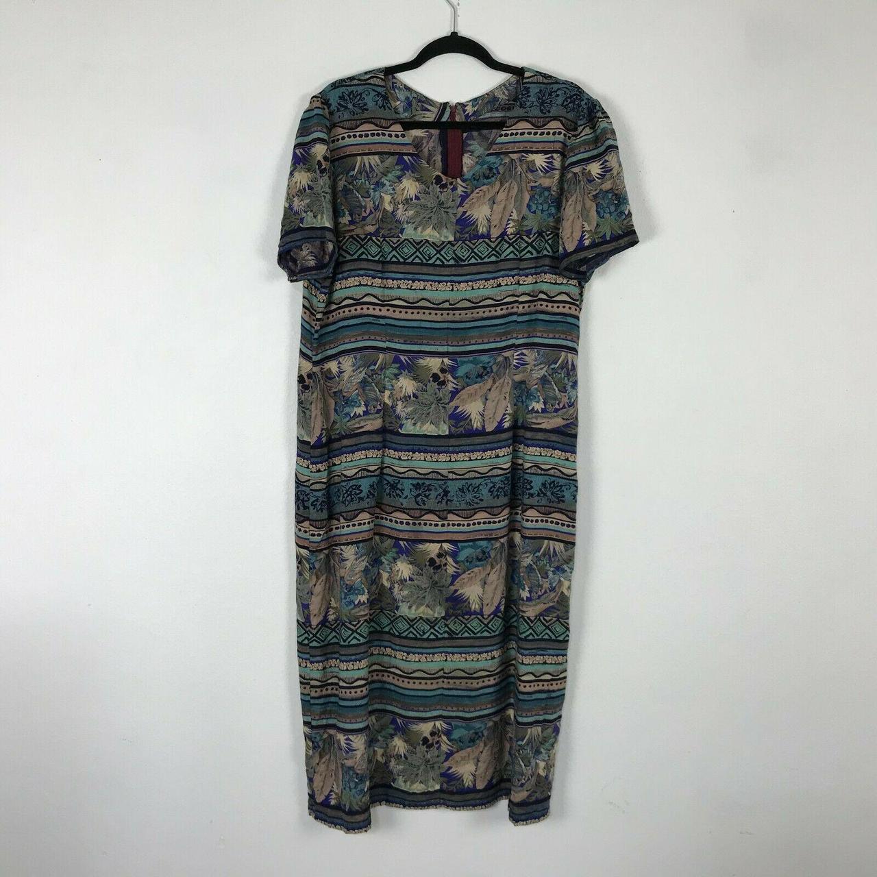 Vintage 80s Homemade Midi Dress Size XL Multicolor... - Depop