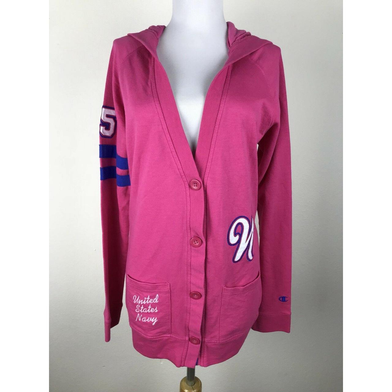 Champion Women's Pink and Navy Cardigan (2)