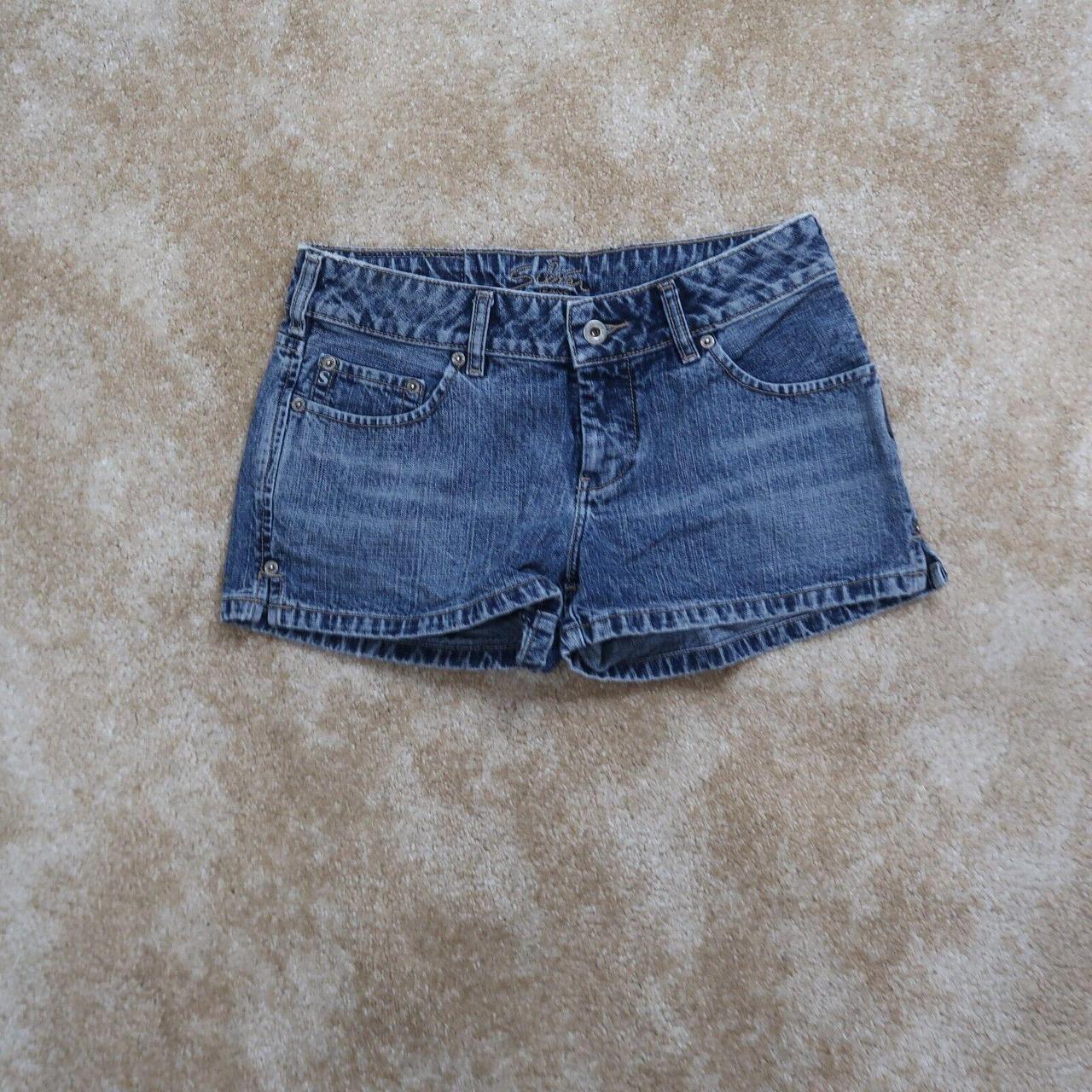 Silver Shortie Denim Shorts Women's 28 Medium Blue... - Depop