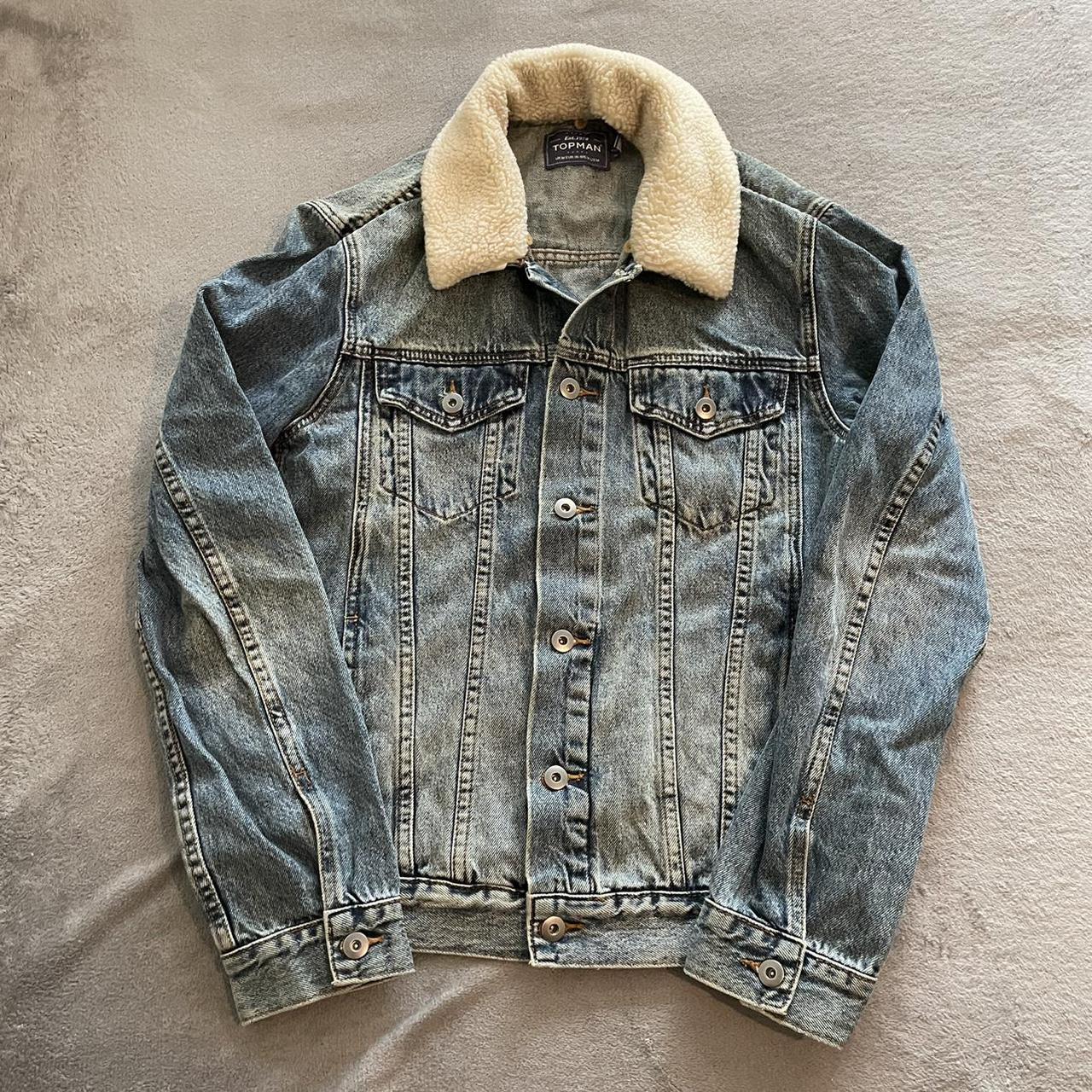 Topman blue borg sales denim jacket