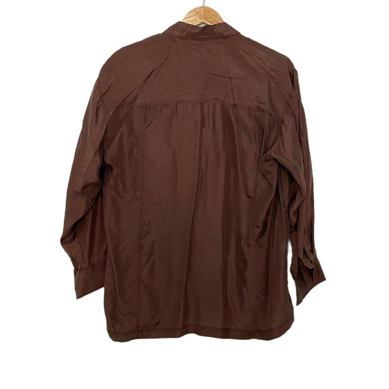 Marnie West 100% Silk Button Up Brown Shirt Women's... - Depop