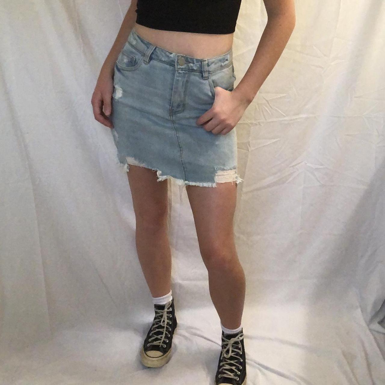 Light Denim Torn Refuge Skirt Size Xs Model Is Depop