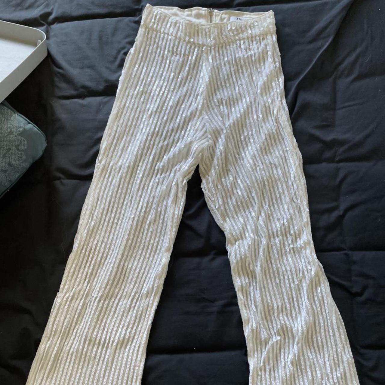 TIGERMIST White sequin pants - flares Size XS $15 - Depop