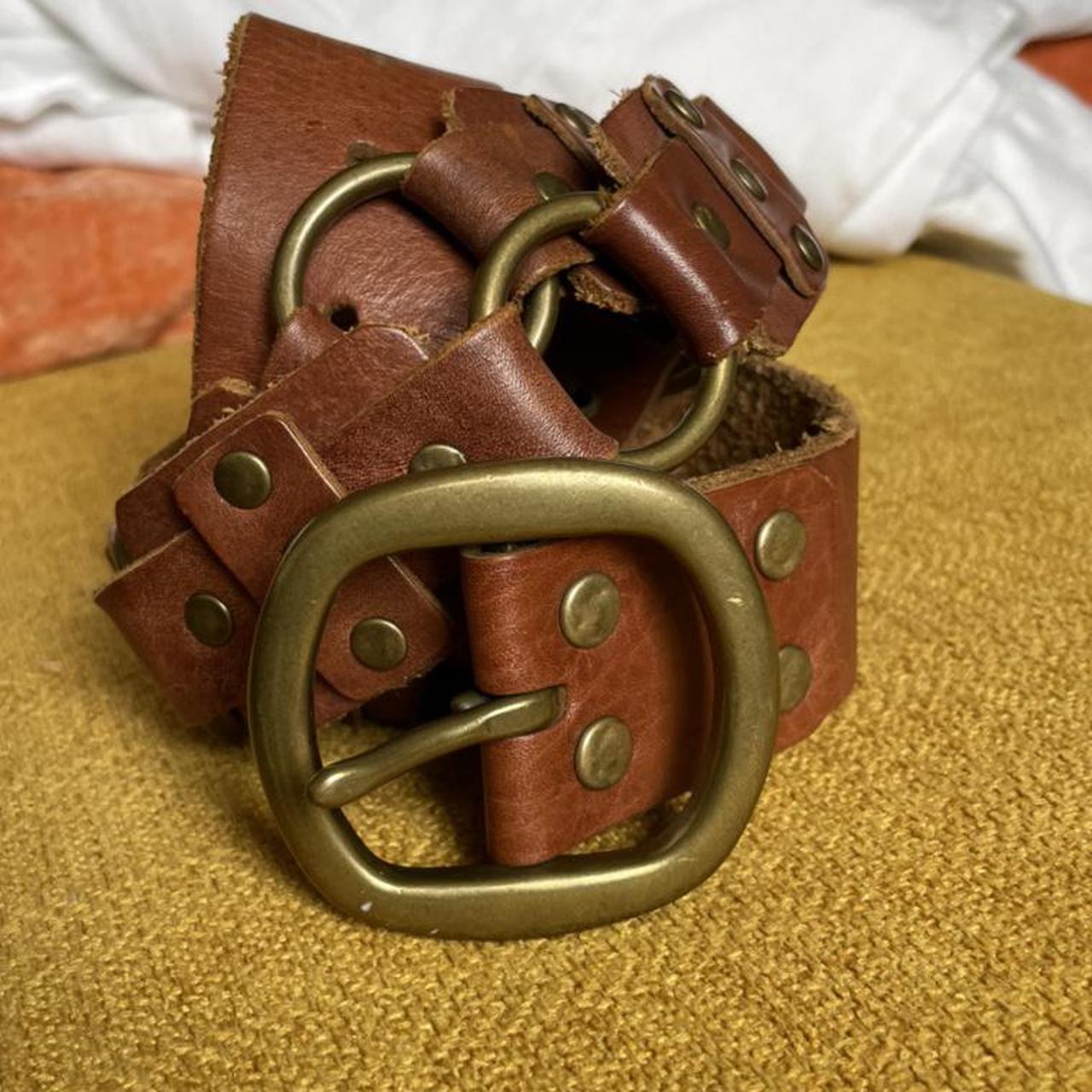 Gorgeous real brass and leather belt! This is in... - Depop