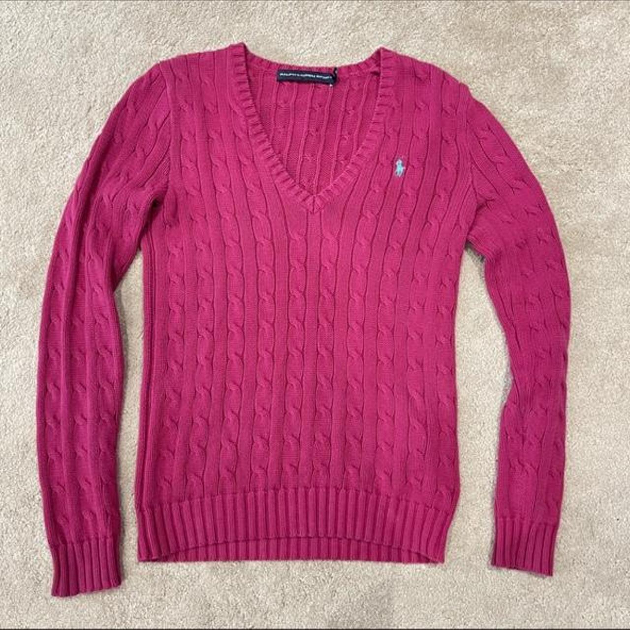 Pink Ralph Lauren Sport sweater Size XS Selling for... - Depop