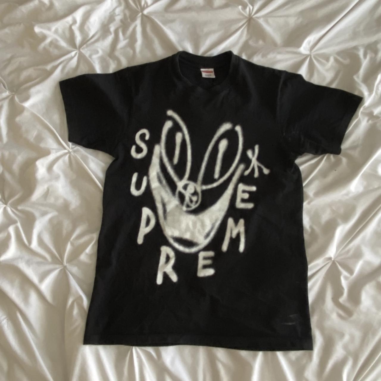 Supreme Men's Black and White T-shirt | Depop