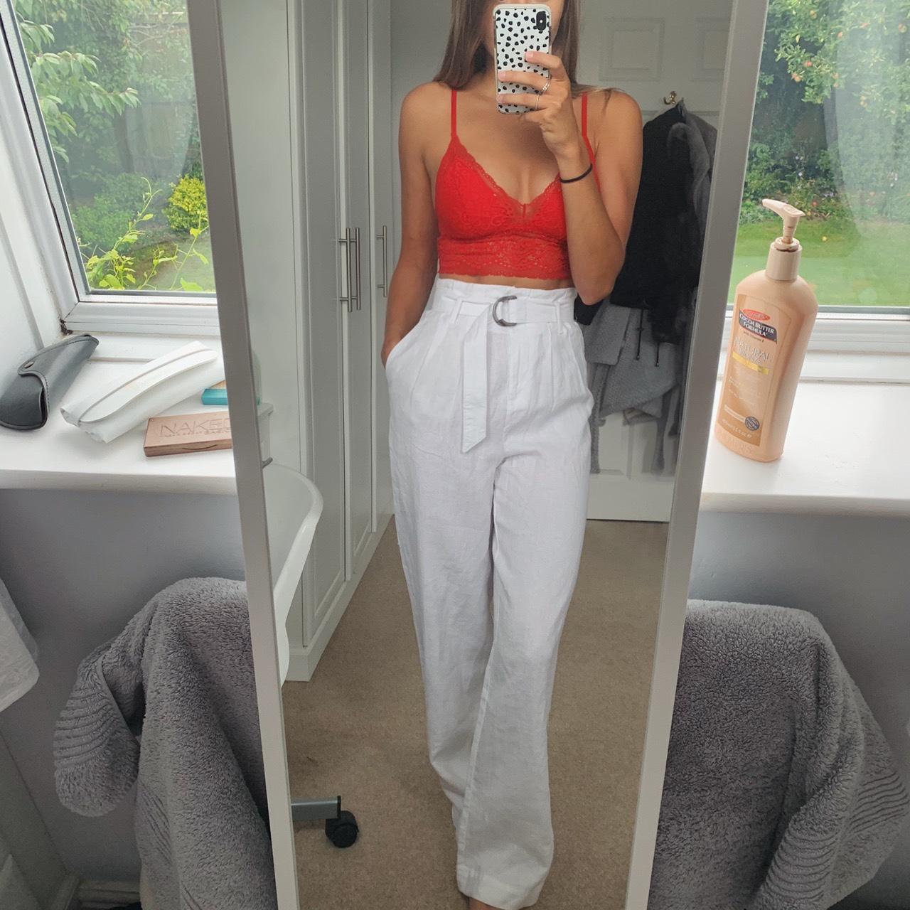 Brand new white belted linen trousers - need to... - Depop