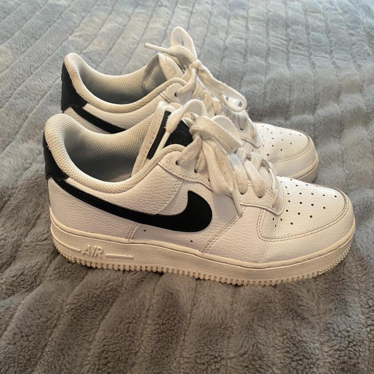 Black and white Air Force Size 4.5 Worn but in... - Depop