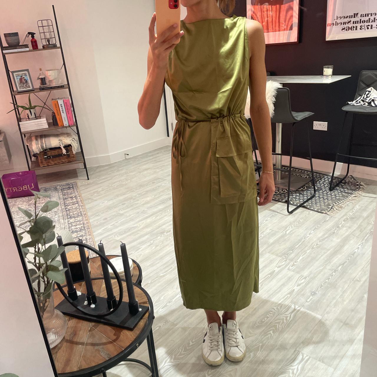 Olive Green Zara Midi Dress Cool Utility Pocket Depop