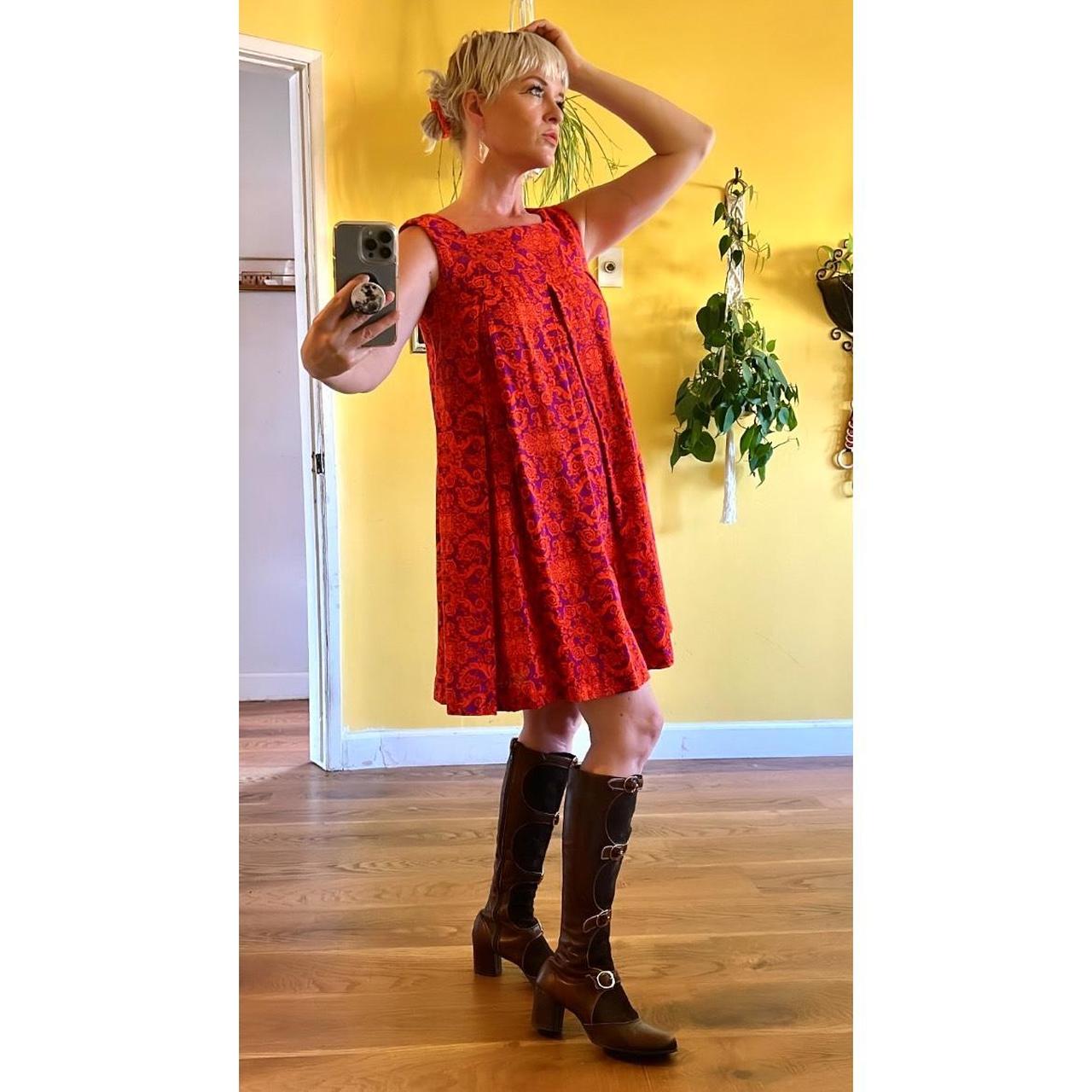 Super amazing mod mini dress with regencycore print... - Depop