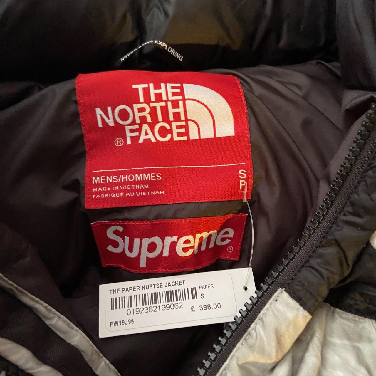 Supreme the north face paper print nuptse jacket S... - Depop