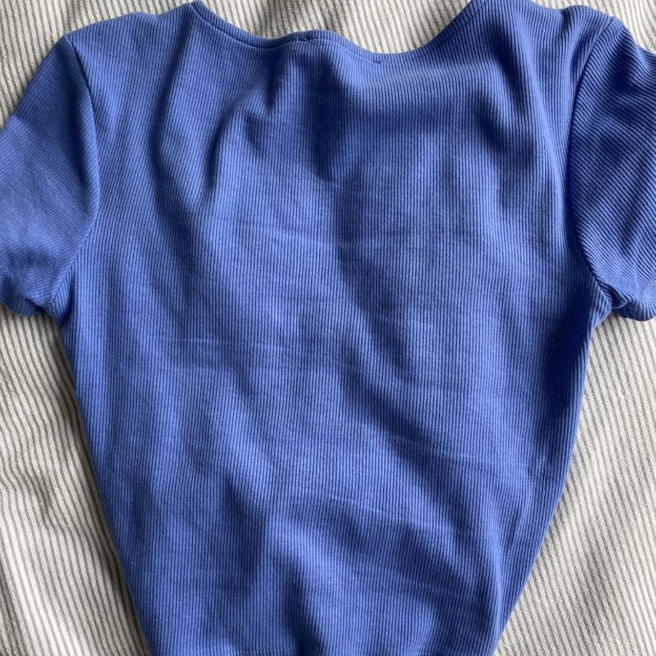 zara blue ruched top size small -would also fit an... - Depop