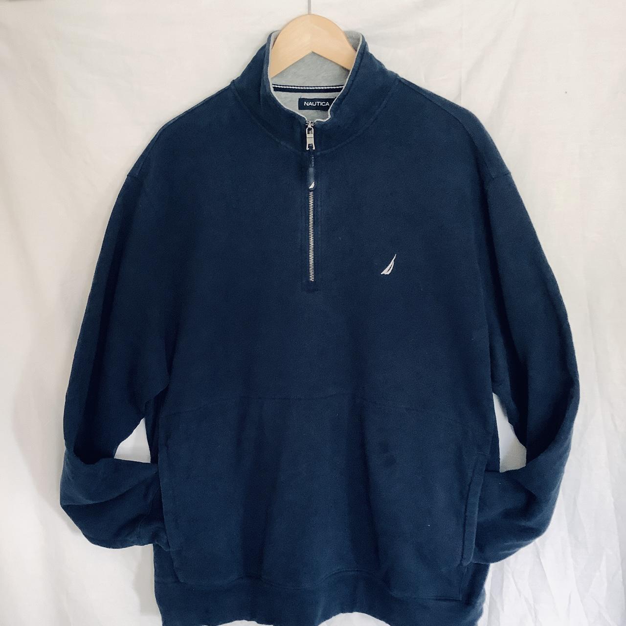 Vintage NAUTICA quarter zip sweatshirt top in navy... - Depop