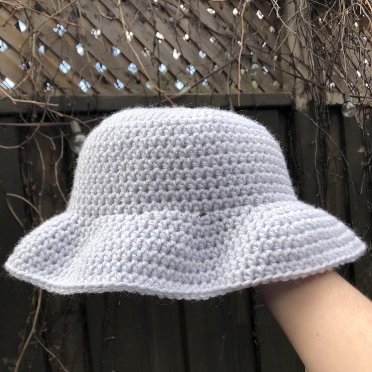 Light blue crochet bucket hat. Would honestly look... Depop