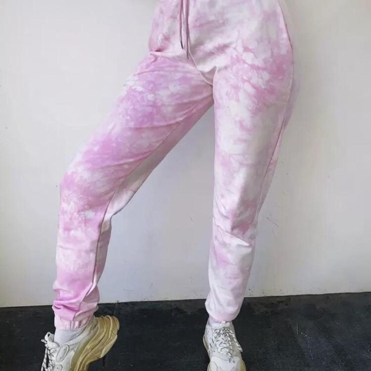 Pink and white tie dye tracksuits - Depop