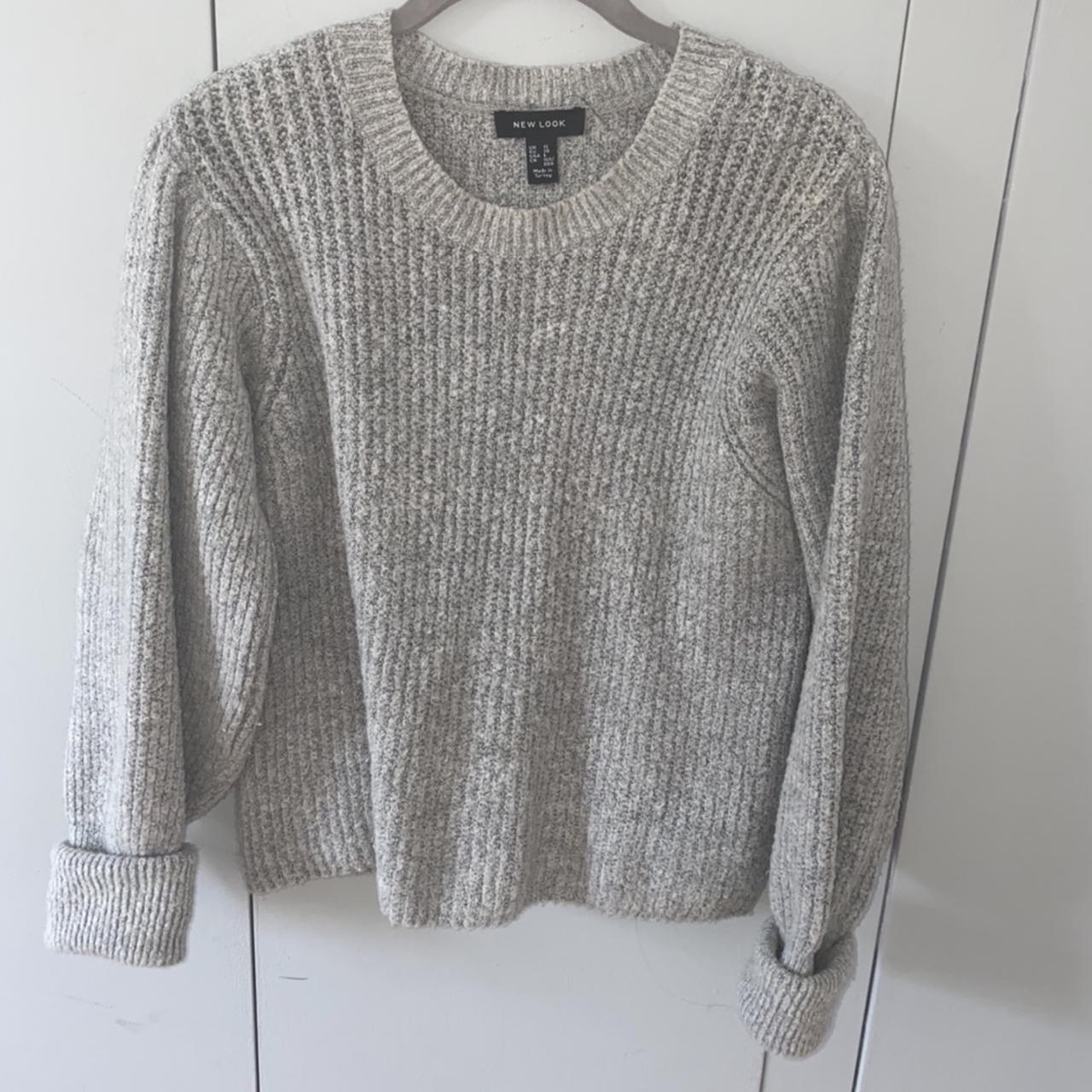 GREY KNITTED JUMPER BY NEW LOOK IN SIZE 10 Apart... - Depop