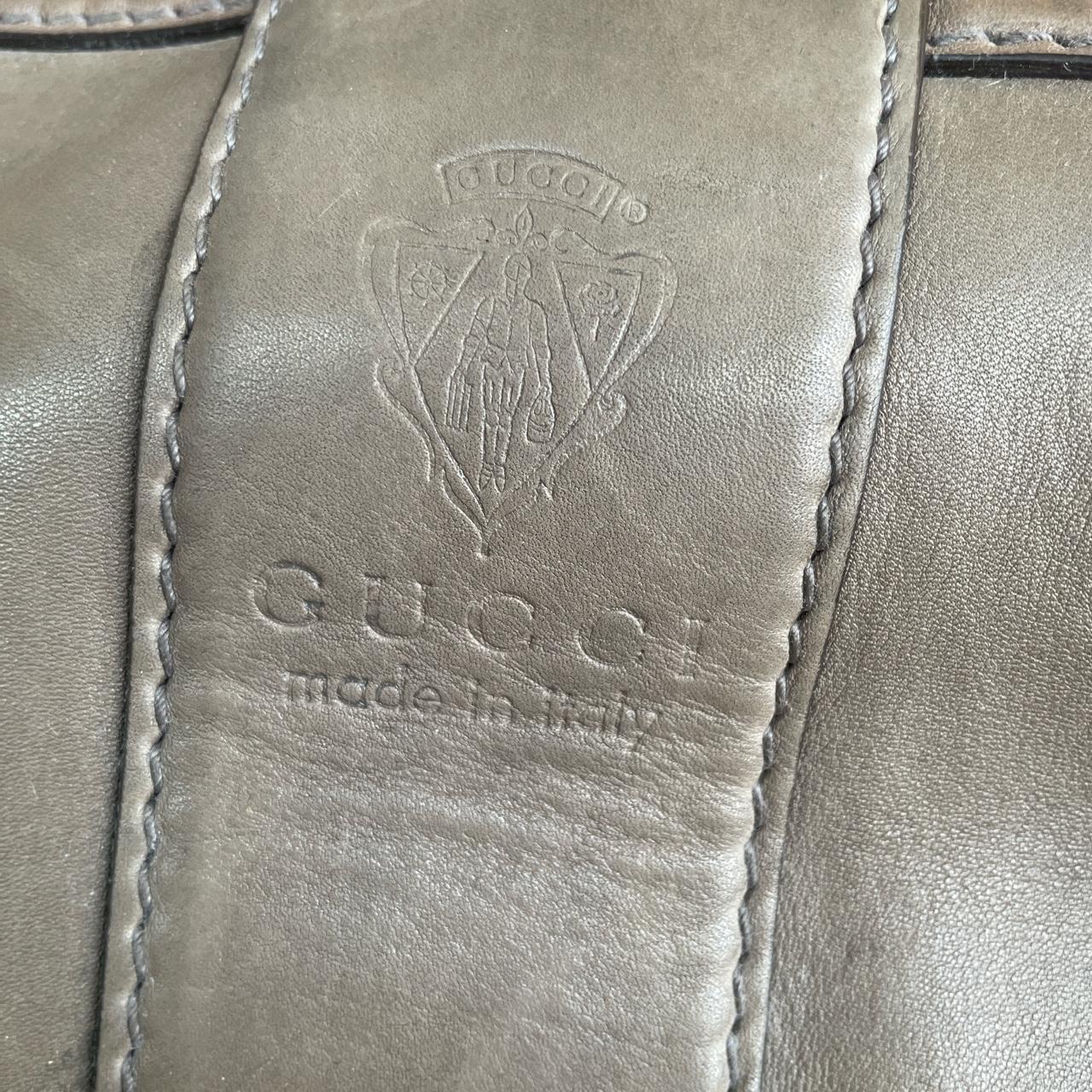 Vintage Gucci Elephant Grey Leather Shoulder Handbag - Depop