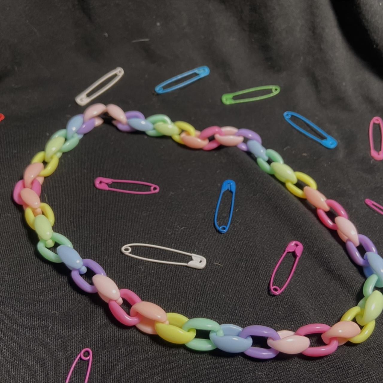 Rainbow chain link necklace Pastelgoth... Depop