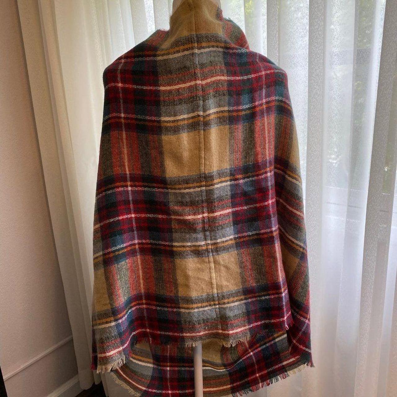 Look Plaid Earthtone Infinity Wool Blend Scarf... - Depop