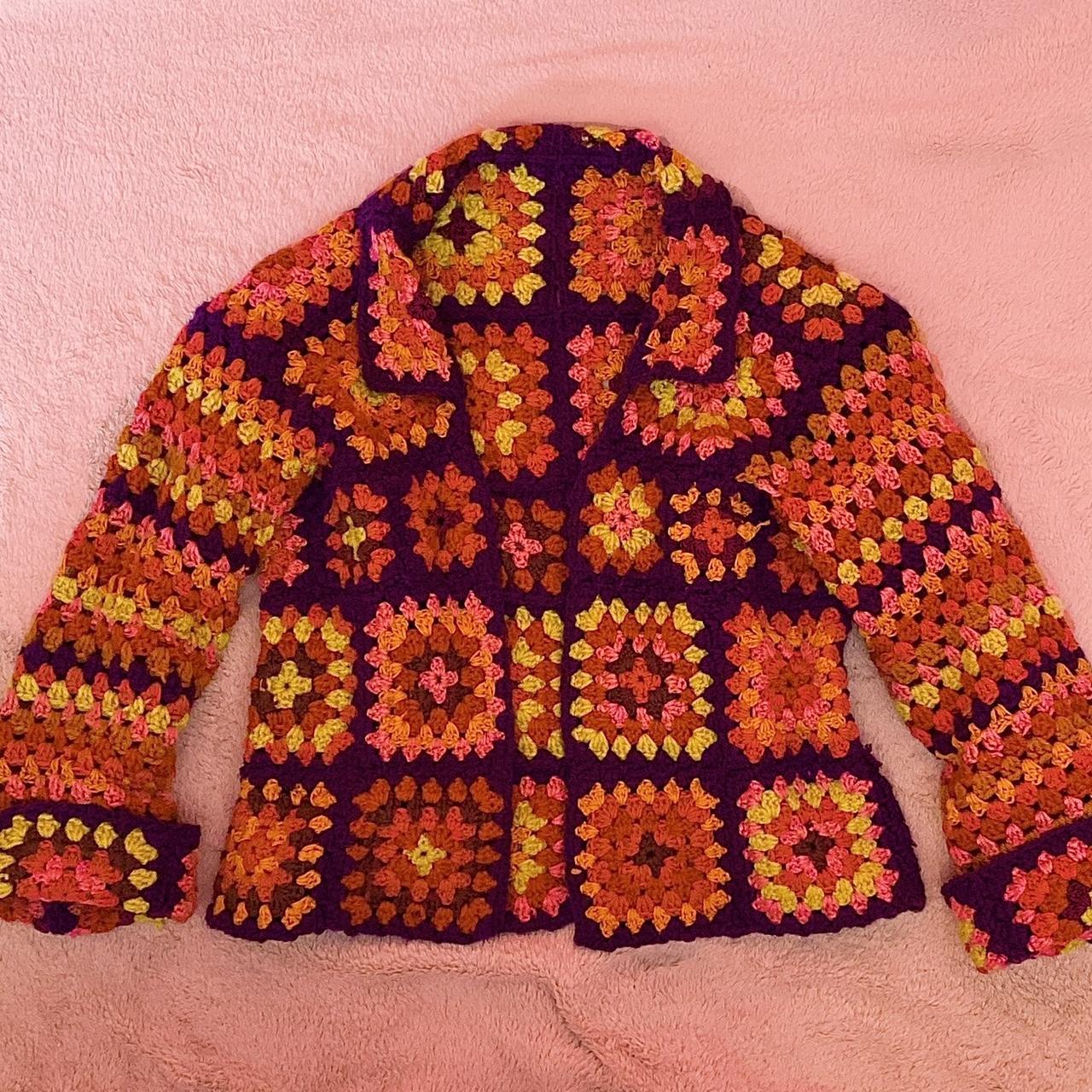 CRAZY PSYCHEDELIC CROCHET CARDIGAN! 🌺💜✨ 🌟MAKE AN... - Depop