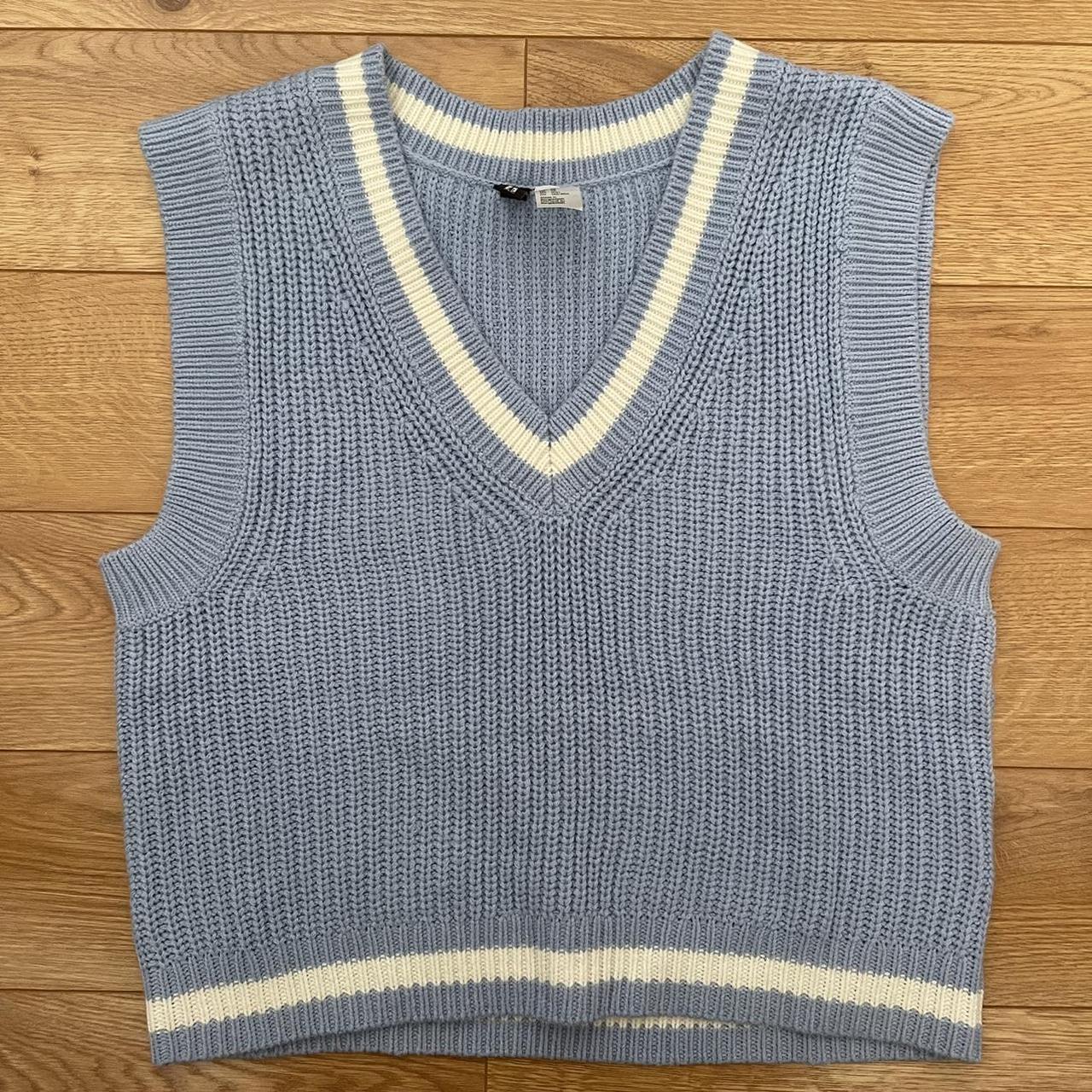 h&m light blue sweater vest in size xs - Depop