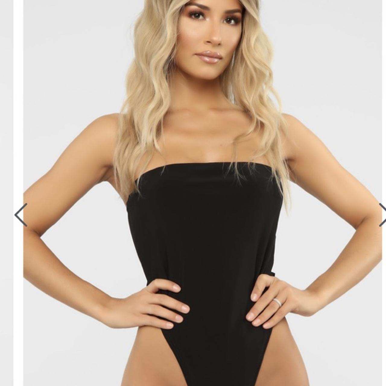 black strapless body suit