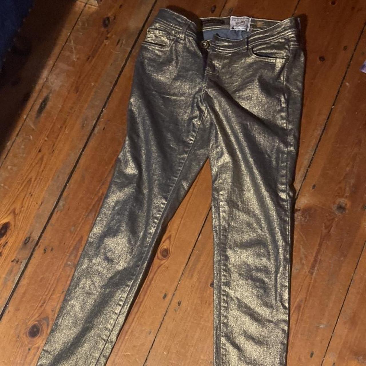 Dark gold skinny jeans, low waisted. Bought around... - Depop