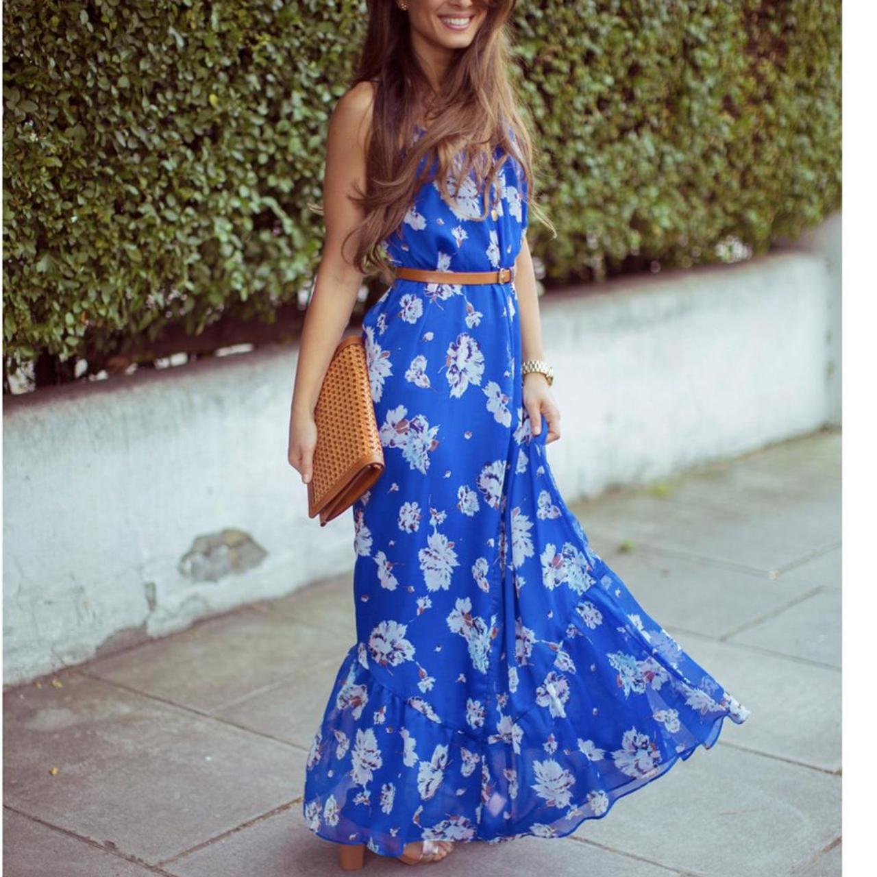 zara blue chiffon dress